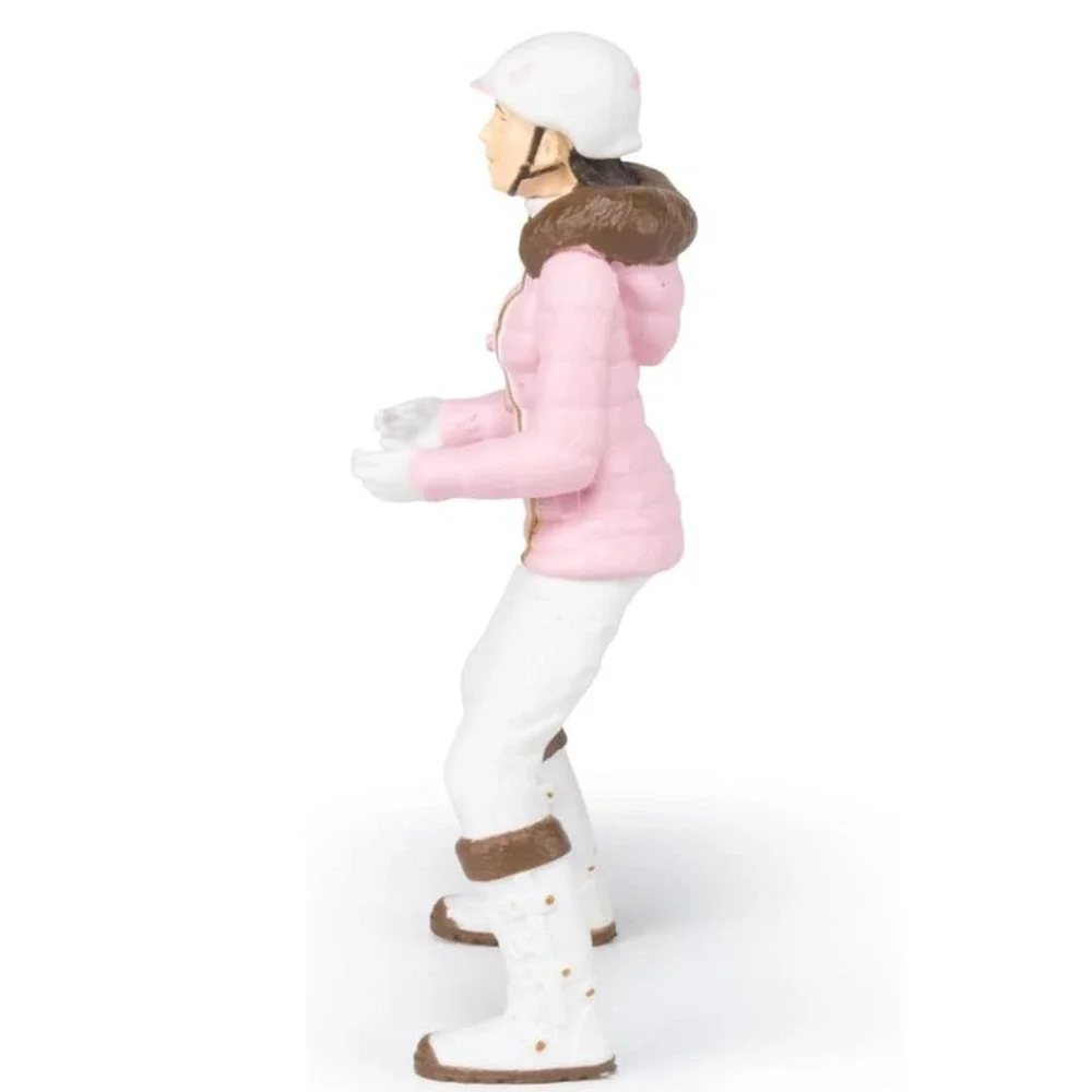 Winter Riding‎ Girl Figurine - Hand Painted Horse Rider Toy Figure - Papo 52011